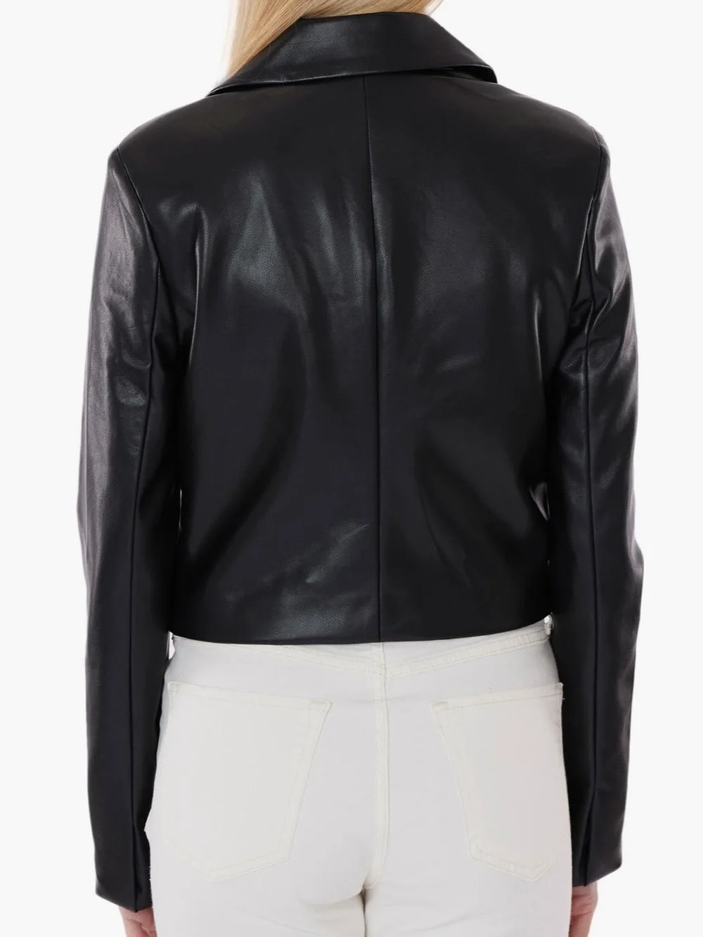 Dolce Cabo Vegan Leather Double Breasted Cropped Blazer